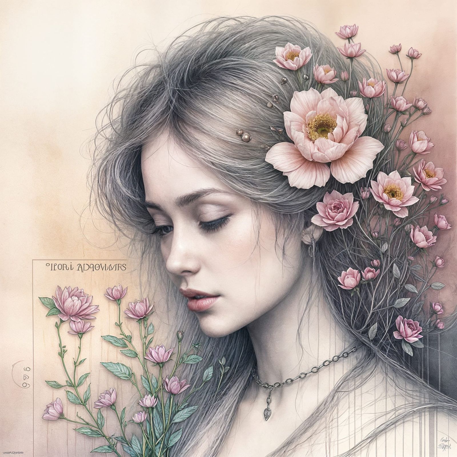 A Contemplative Woman in a Whimsical, Abstract Space