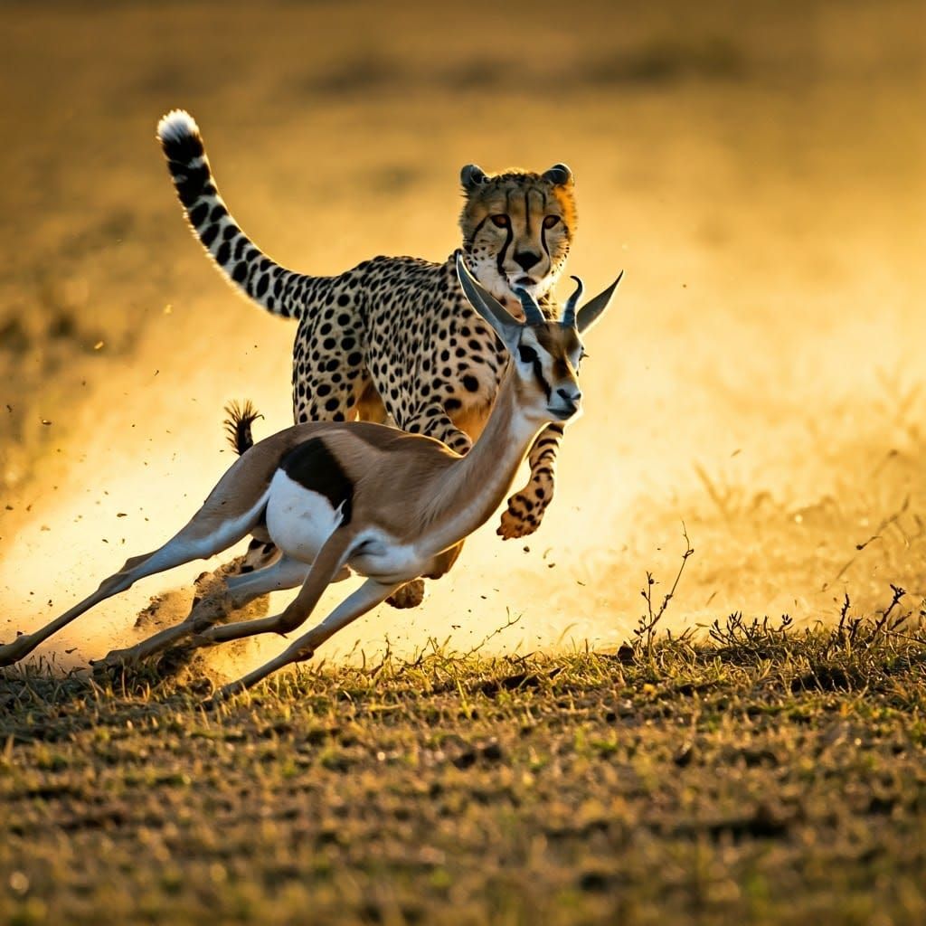 Cheetah Pursues Gazelle in Hyper-Realistic Style
