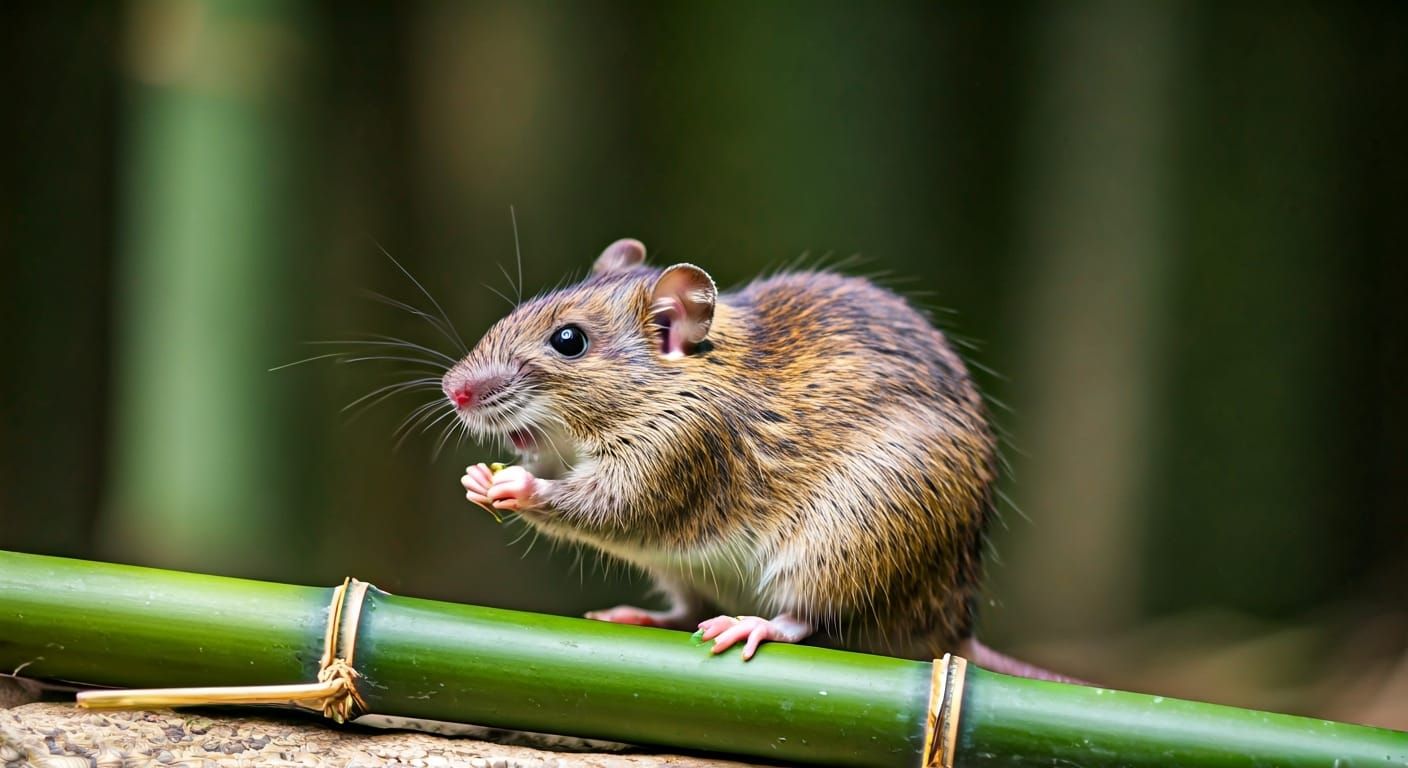 Bamboo Rat in Bamboo Forest: Photorealistic Image