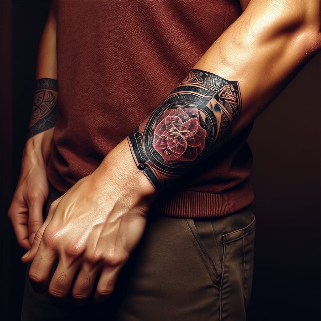 Sacred Geometry Forearm Band Tattoo Design in Fantasy Matte ...