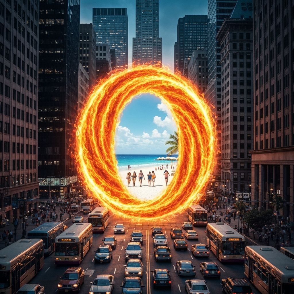 Gotham City Portal to Paradise at Dusk