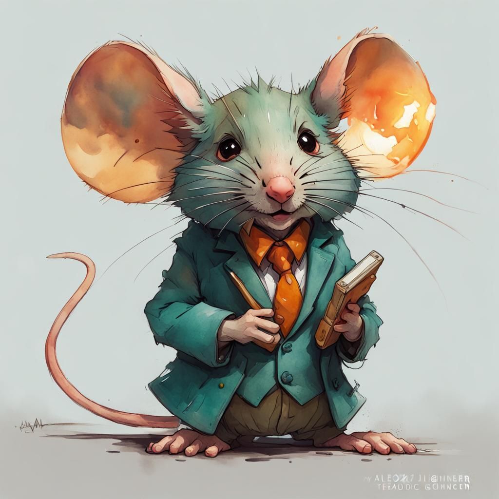 Charming Mouse Teacher in Watercolour Style