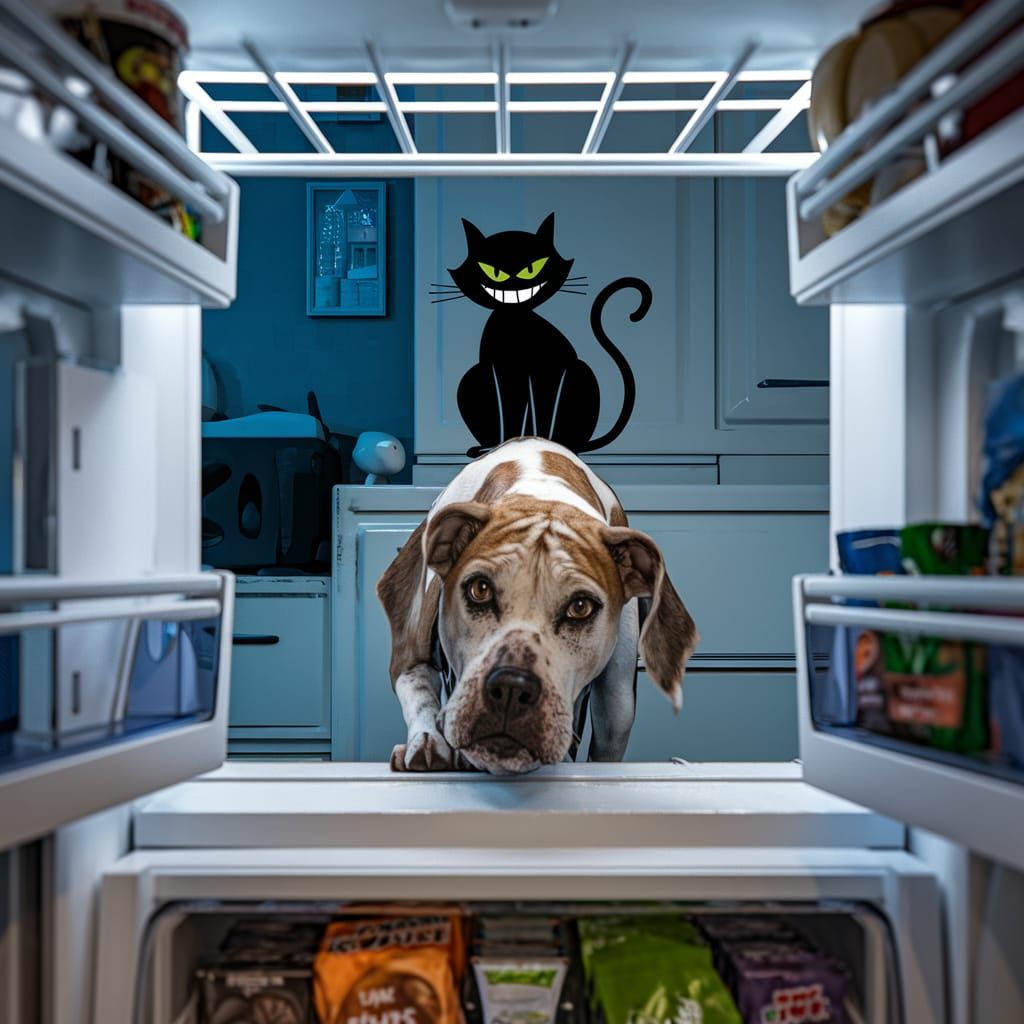 Fridge View: Midnight Snack Interrupted by Evil Cat