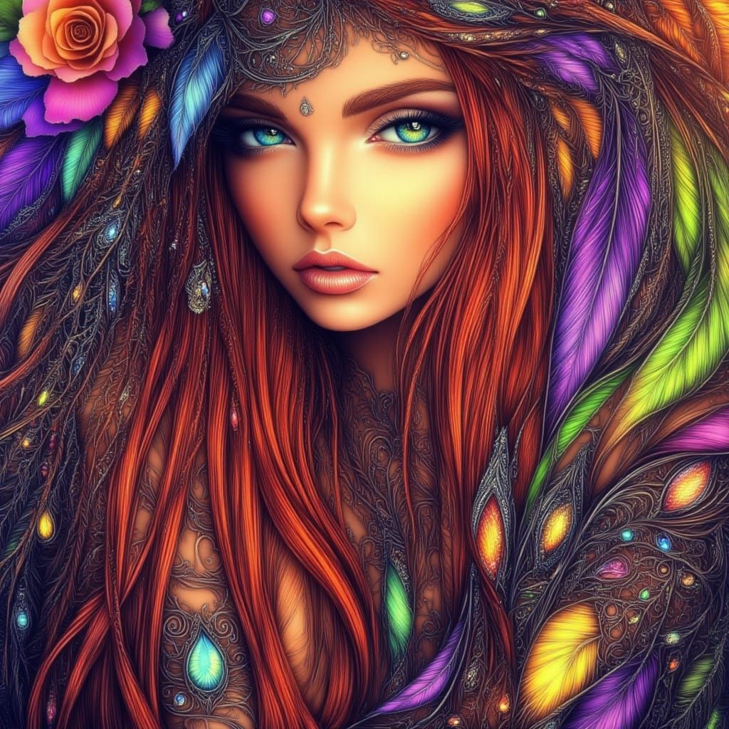 Whimsical Bohemian Anime Elf in Ethereal Splendor