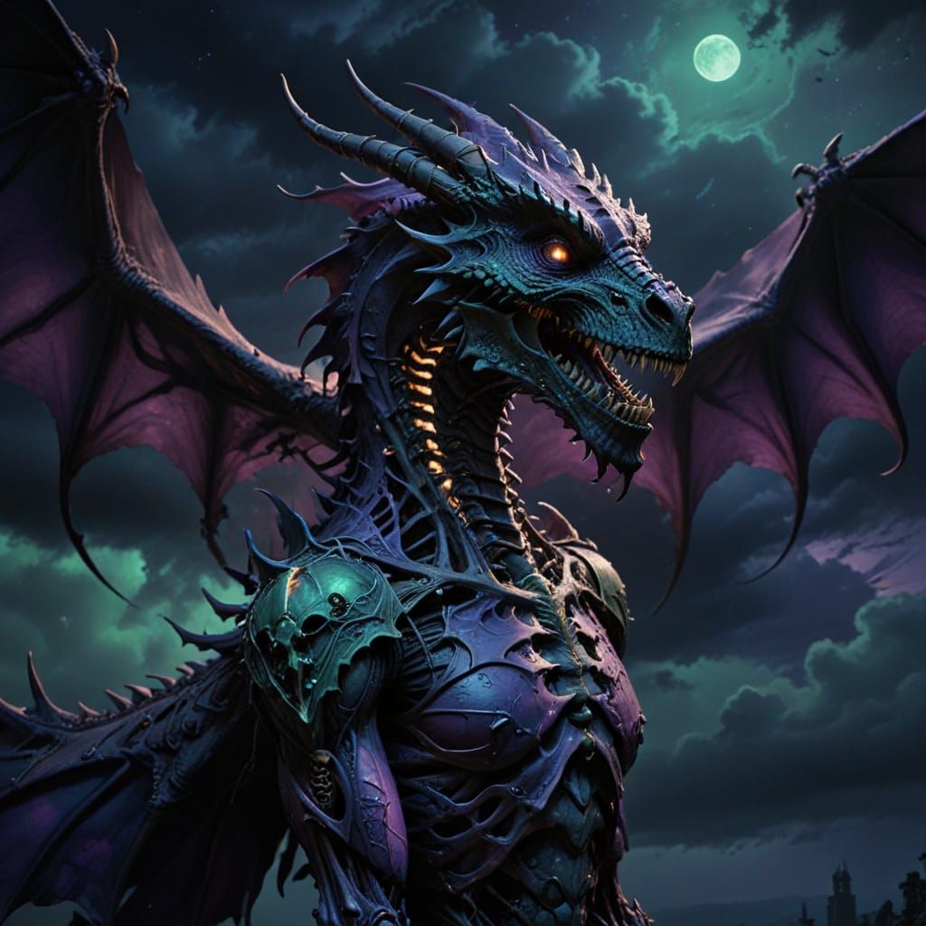 Ethereal Ender Dragon Skeleton Soars through Twilight Skies