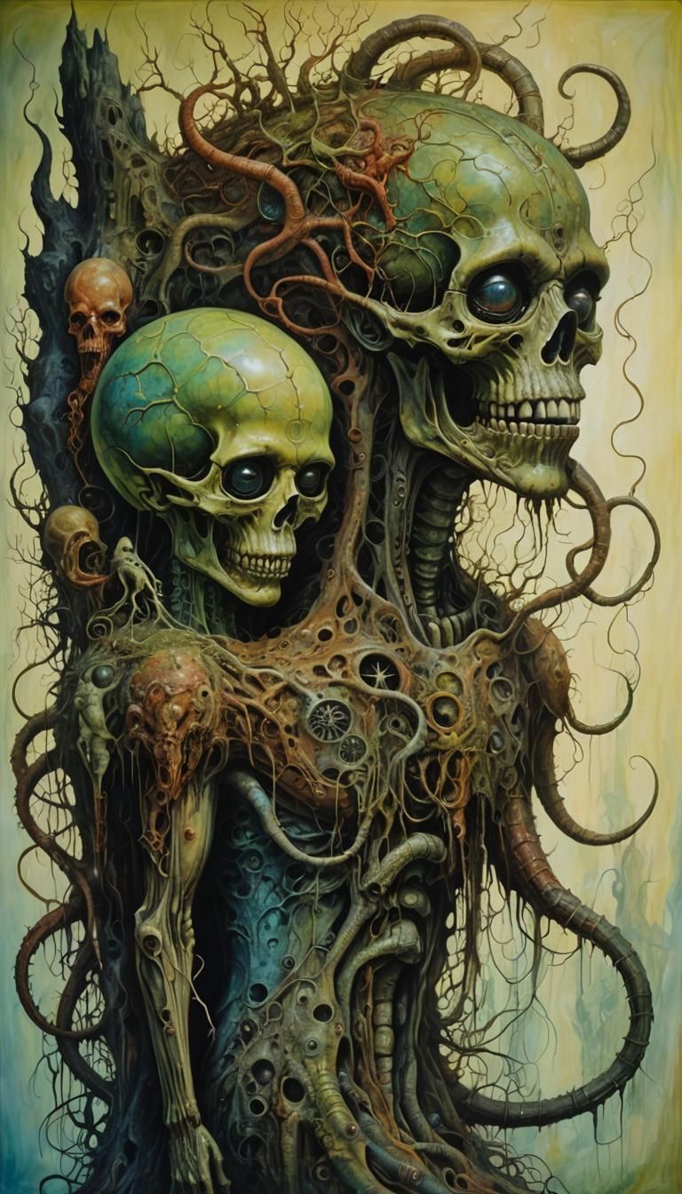 Psychedelic Fantasy Painting with Cryptid Elements