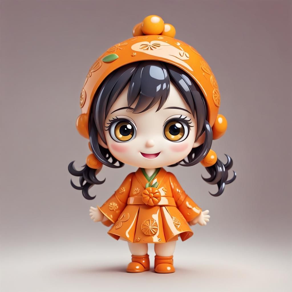 Adorable Mandarin Chibi Figure with Shiny Eyes