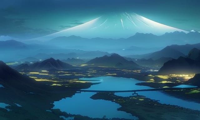 Misty Mountain Landscape in Anime Style