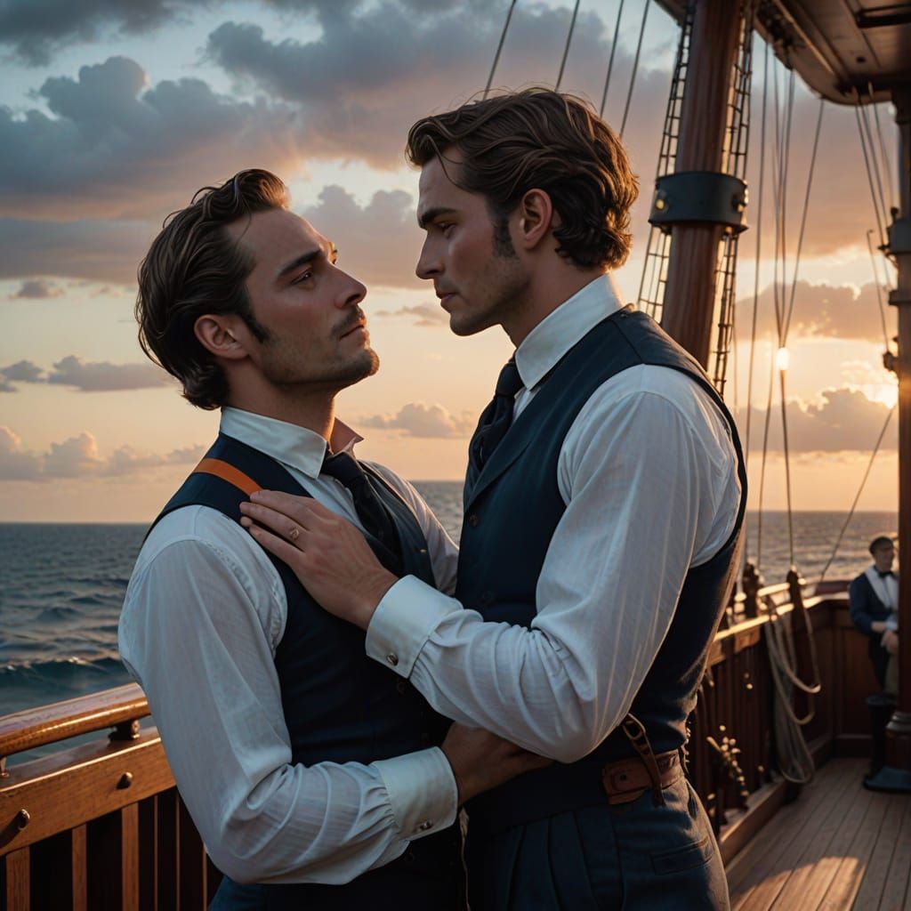Intimate Period Drama Scene on Grand Ship