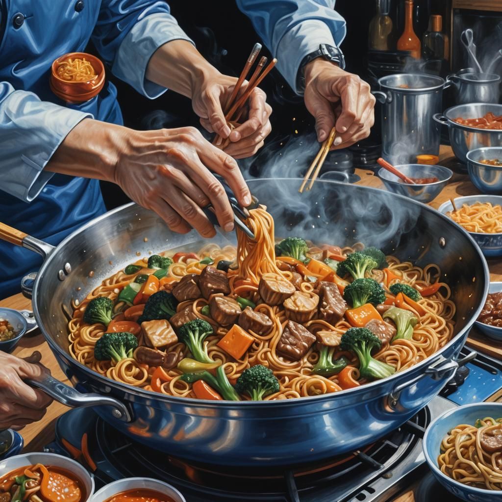 A hyperdetailed photorealistic pencil sketch of an Asian che...