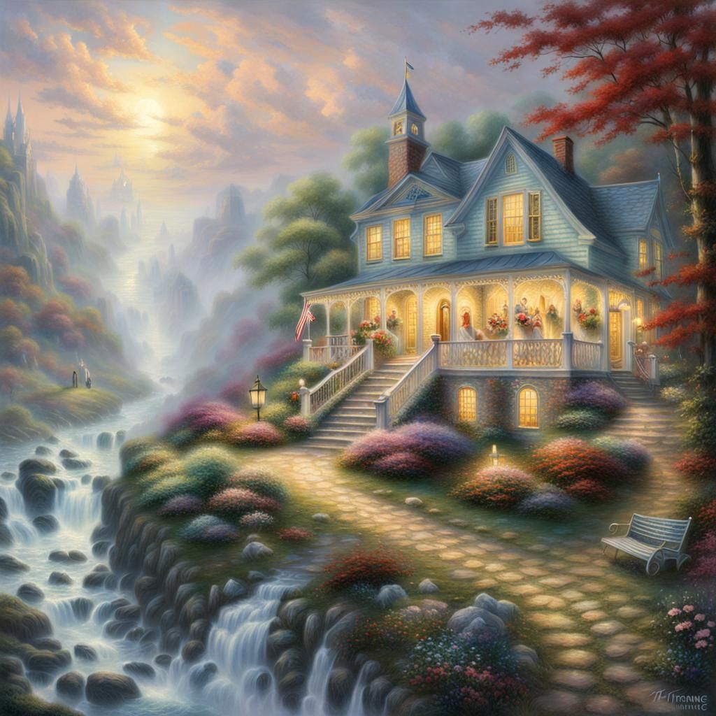 Ethereal Fantasy Scene in Kinkade Style