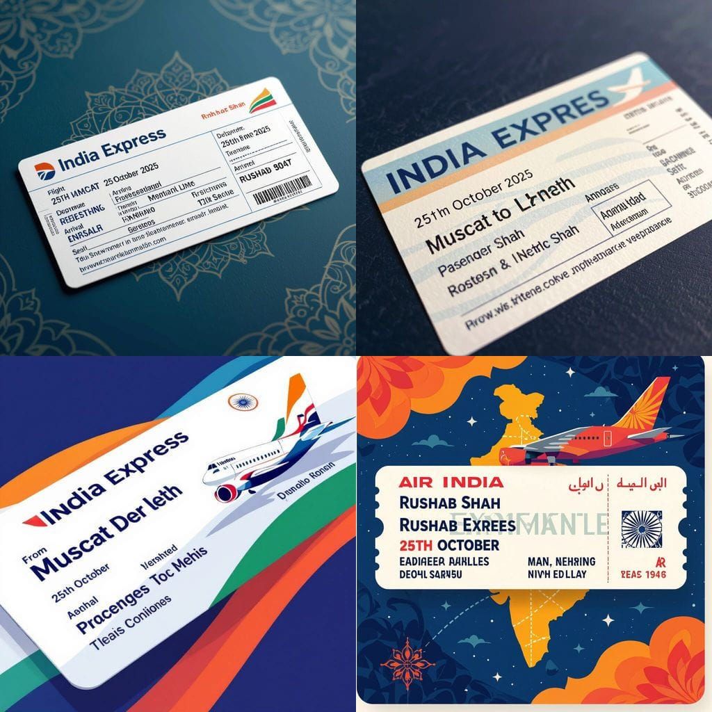 AI Generated Airline Ticket for India Express