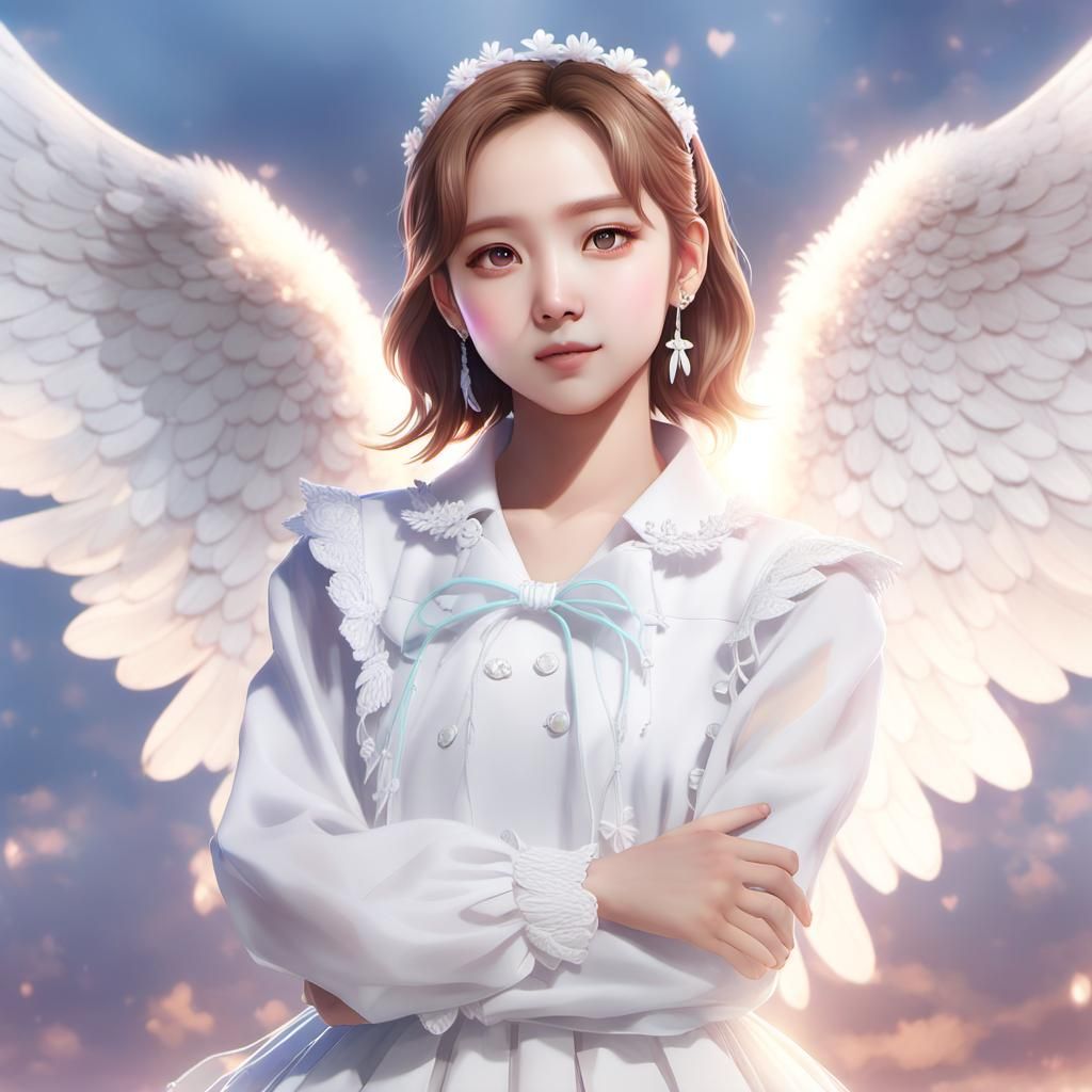 Nayeon of Twice as Angel in Anime Style
