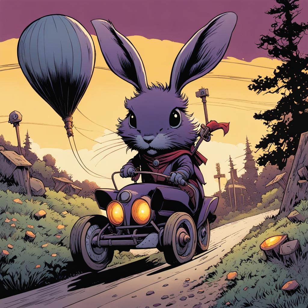 Jax the Rabbit Runs Across the Road: Digital Art
