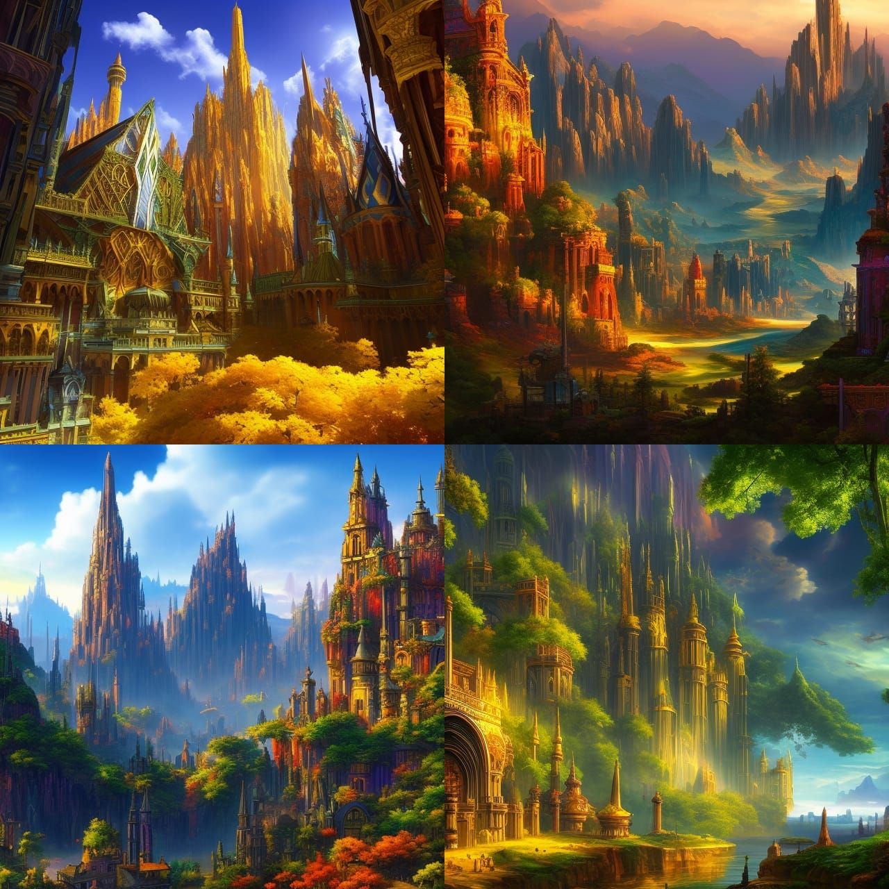 Stained Glass Skyscrapers in Hyperdetailed Digital Landscape