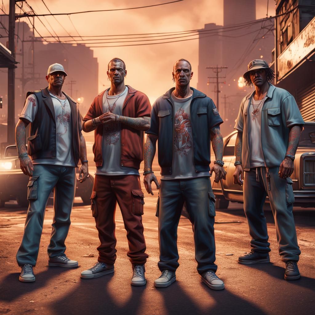 Australian Street Gang in GTA Style: Detailed Art