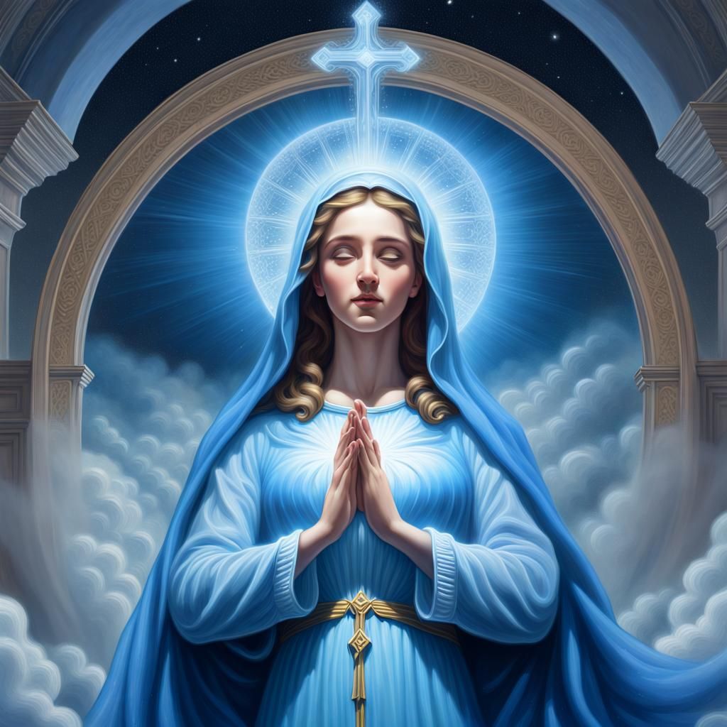 Miraculous Virgin in Blue, Cosmic Illustration