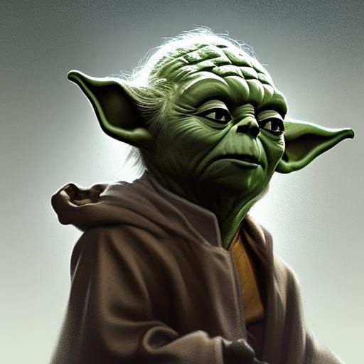Detailed Portrait of Yoda in Digital Art Style