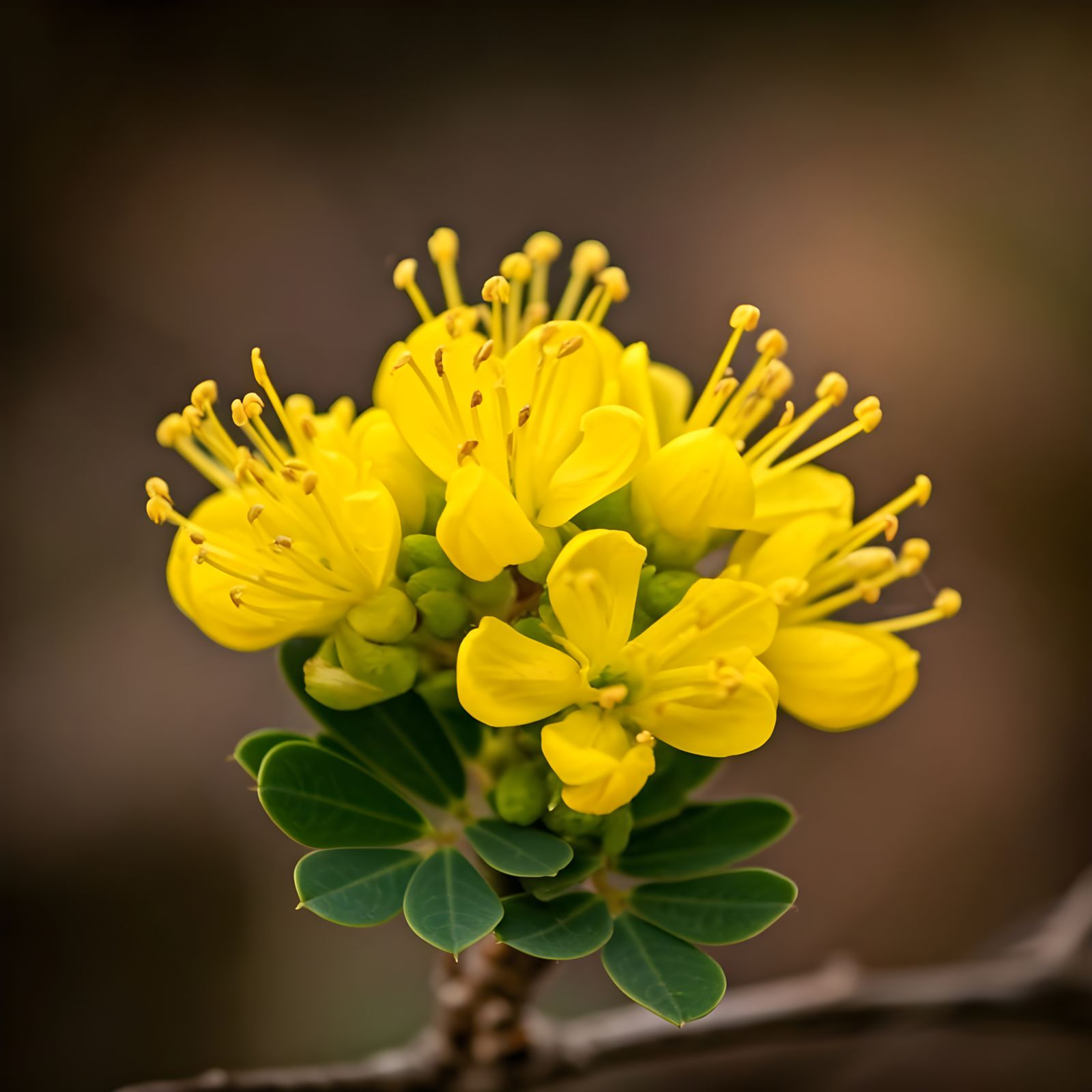 Surreal Botanical Illustration of Māmane Flower Cluster in H...