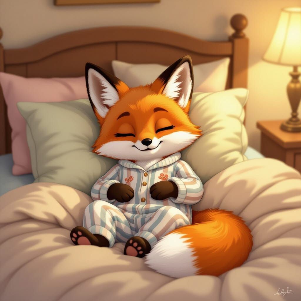 Cozy Fox As Whimsical Digital Art