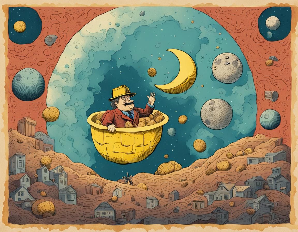 Whimsical Potato Chip Inspector Poster Art