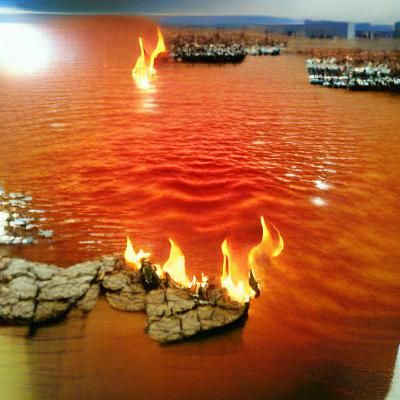 Surreal Lake of Fire Landscape