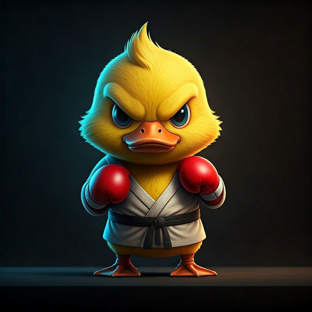 Feisty Duck Boxer in Neon-Noir Style