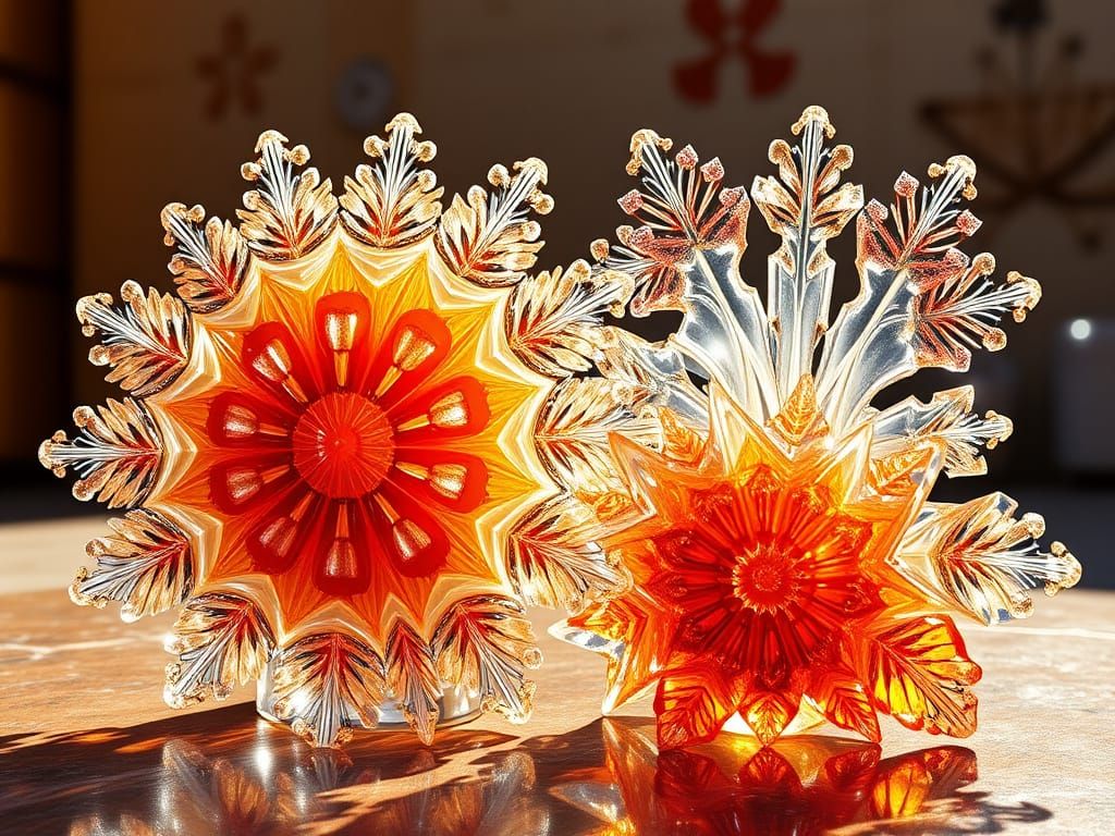 Vibrant Glass Fractal Sculptures in Photorealistic 3D Art