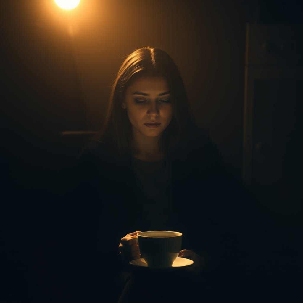 Woman and Coffee in the Style of Ash Thorp