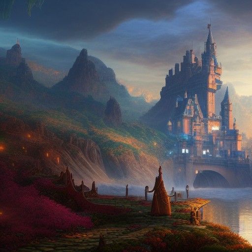 Fantasy Castle Emerges from Book, Digital Art