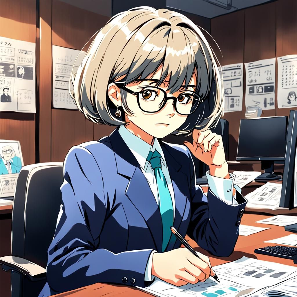 Mature Businesswoman in 80s Anime Style