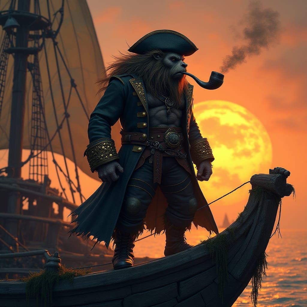 Pirate Bugbear Captain at Sunset