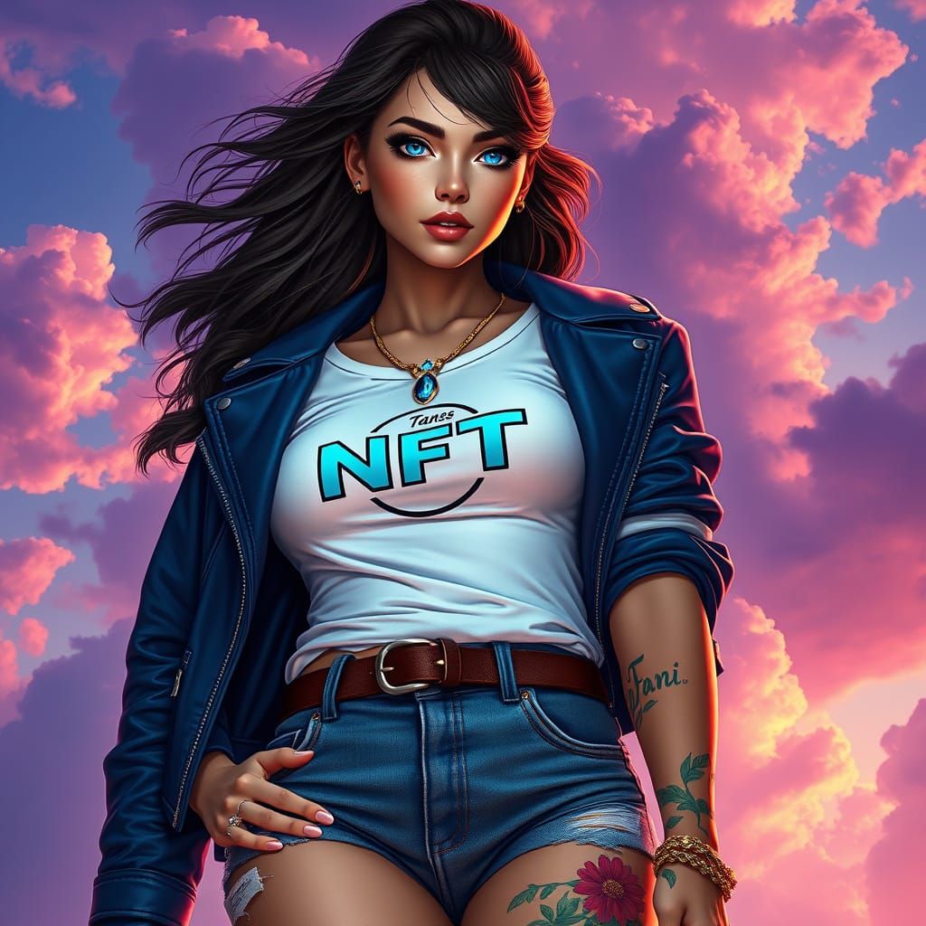 Fantasy Woman with Blue Eyes in Digital Art Style