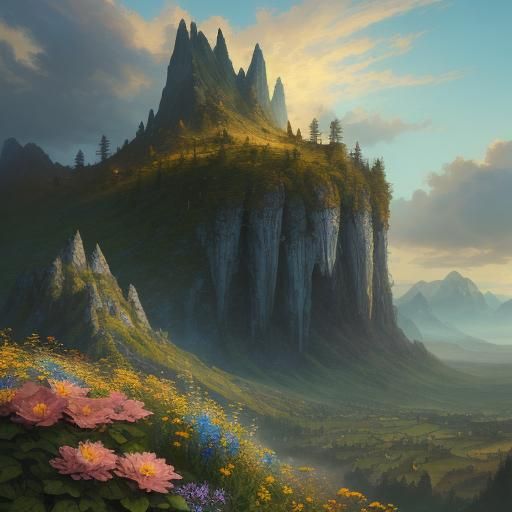 Brown Bunny with Flower Crown: Fantasy Concept Art