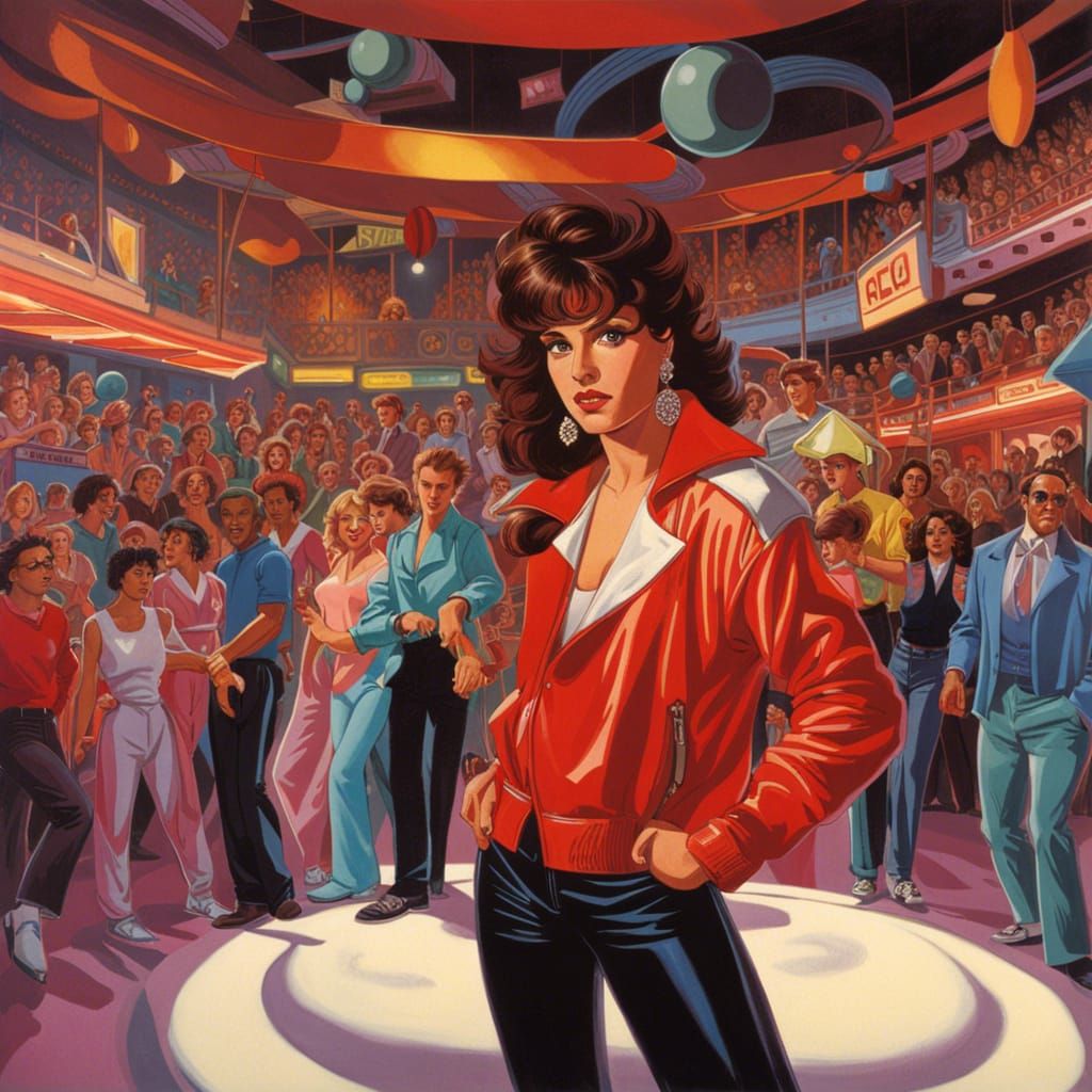 Vibrant 1980s Portrait in Art Nouveau Style