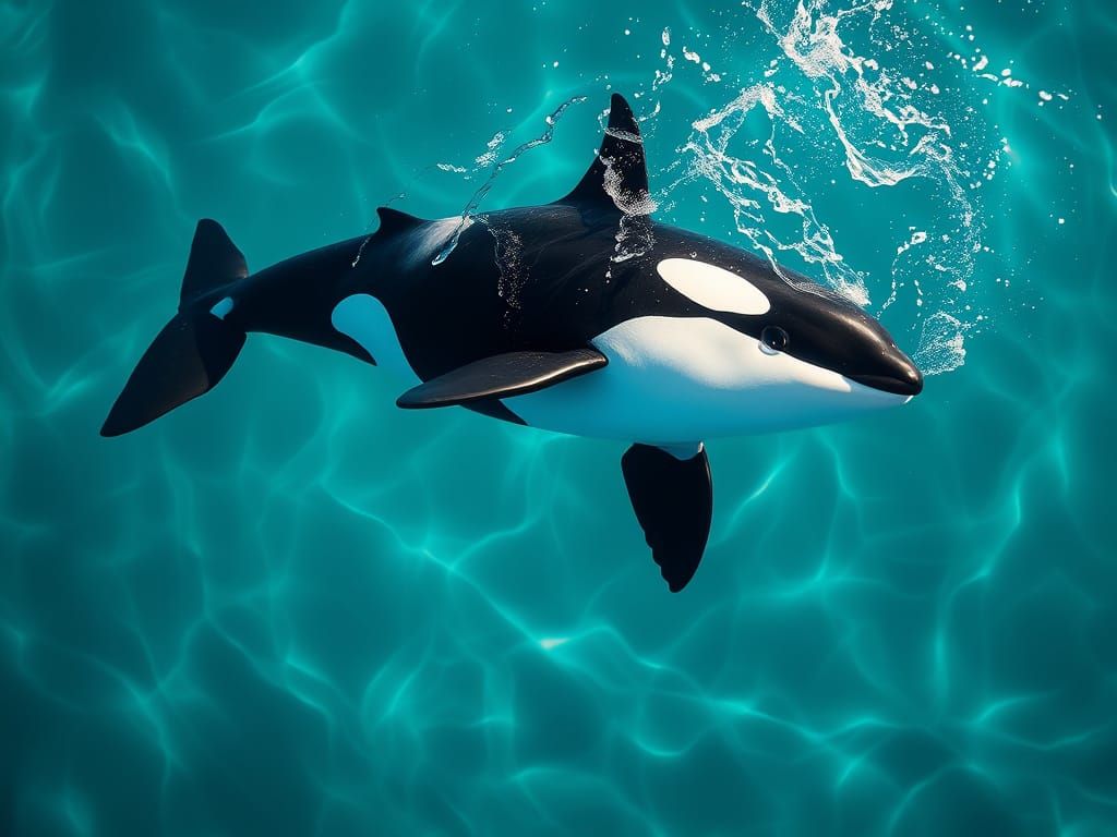 Vibrant Orca in Turquoise Ocean