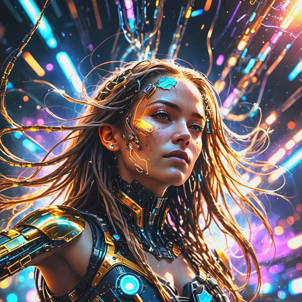 Cyberpunk Space Pirate in Zero Gravity