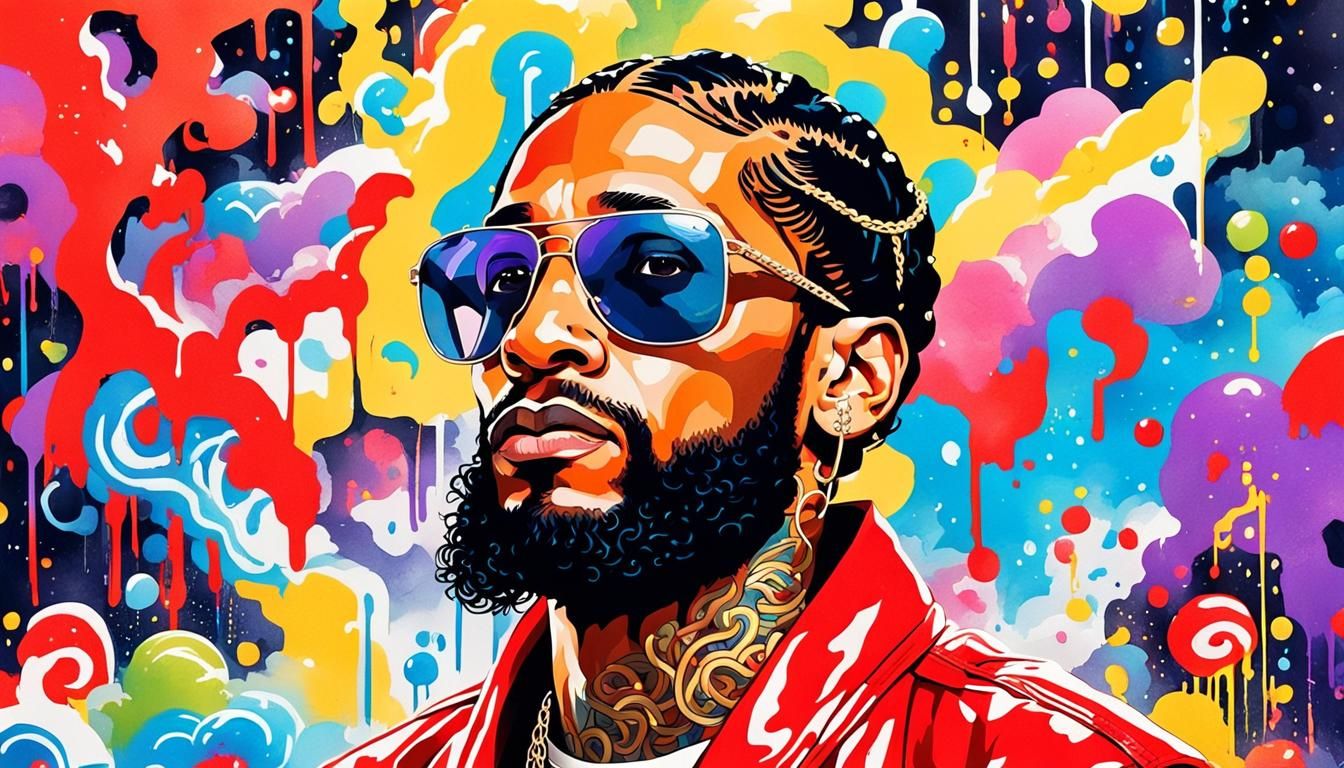 Rapper in Red: Watercolor Pop Art Portrait