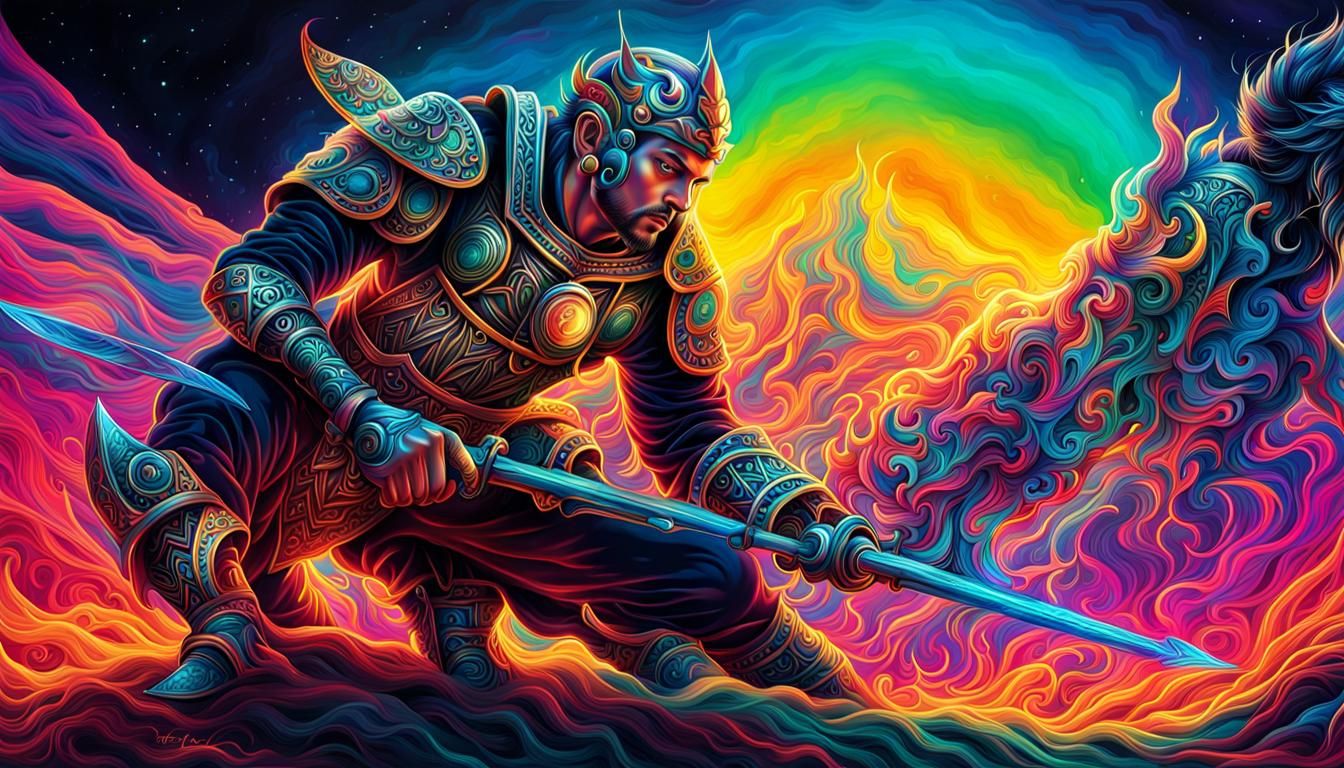 Iridescent Neon Tattoos: A Vibrant Digital Illustration