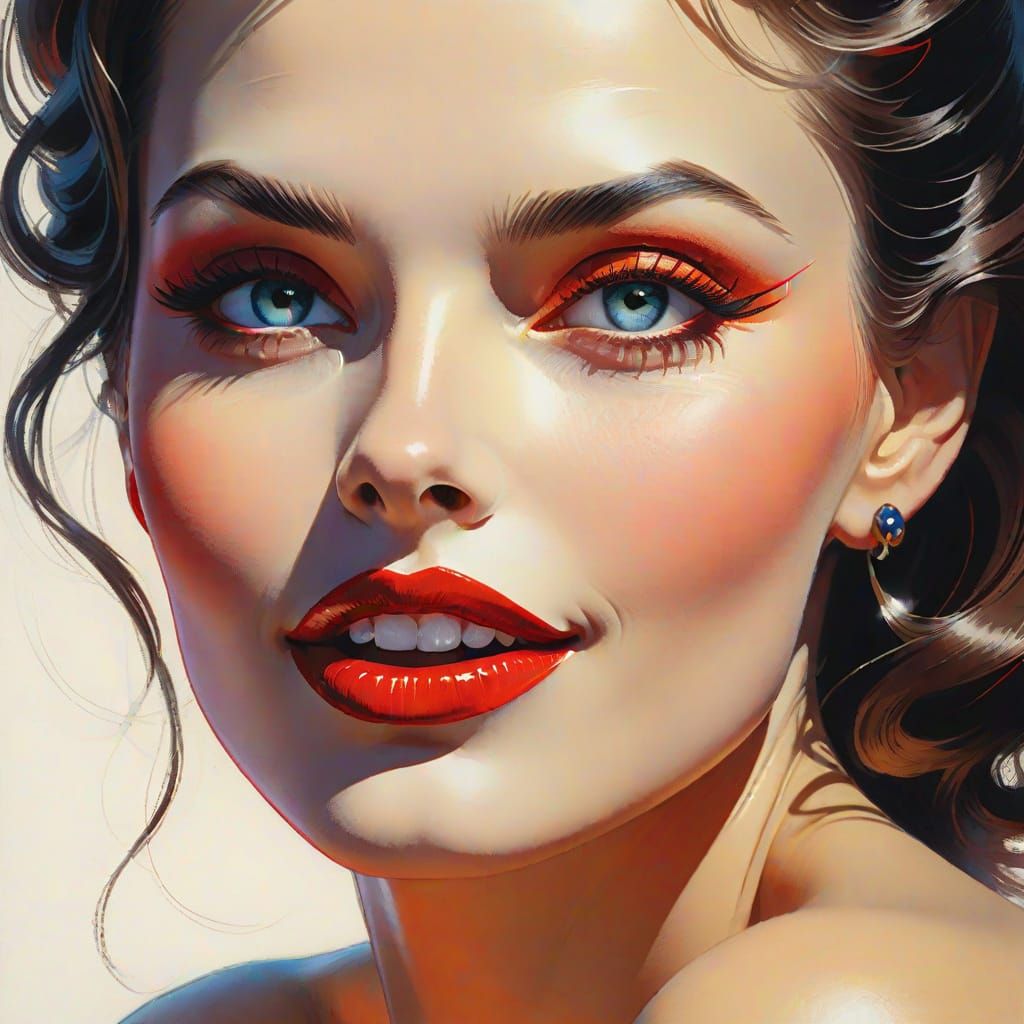 Vibrant Russian Beauty in Expressive Colored Pencil Art