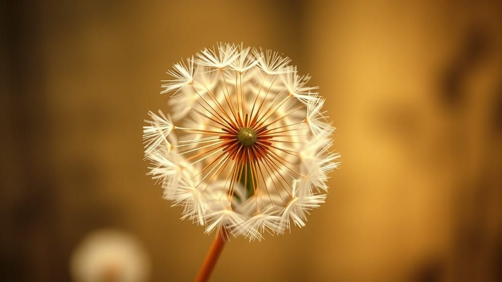 Delicate Dandelion Seeds Drift on a Soft Breeze in Hyperreal...