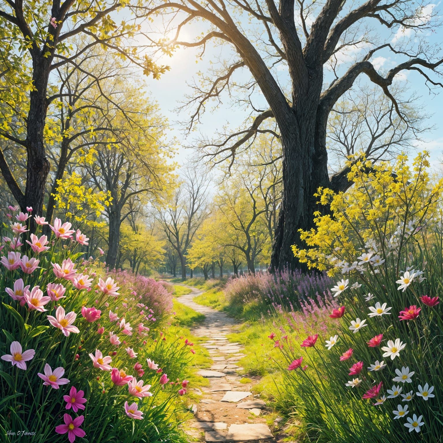 Spring Awakening in Watercolor Style