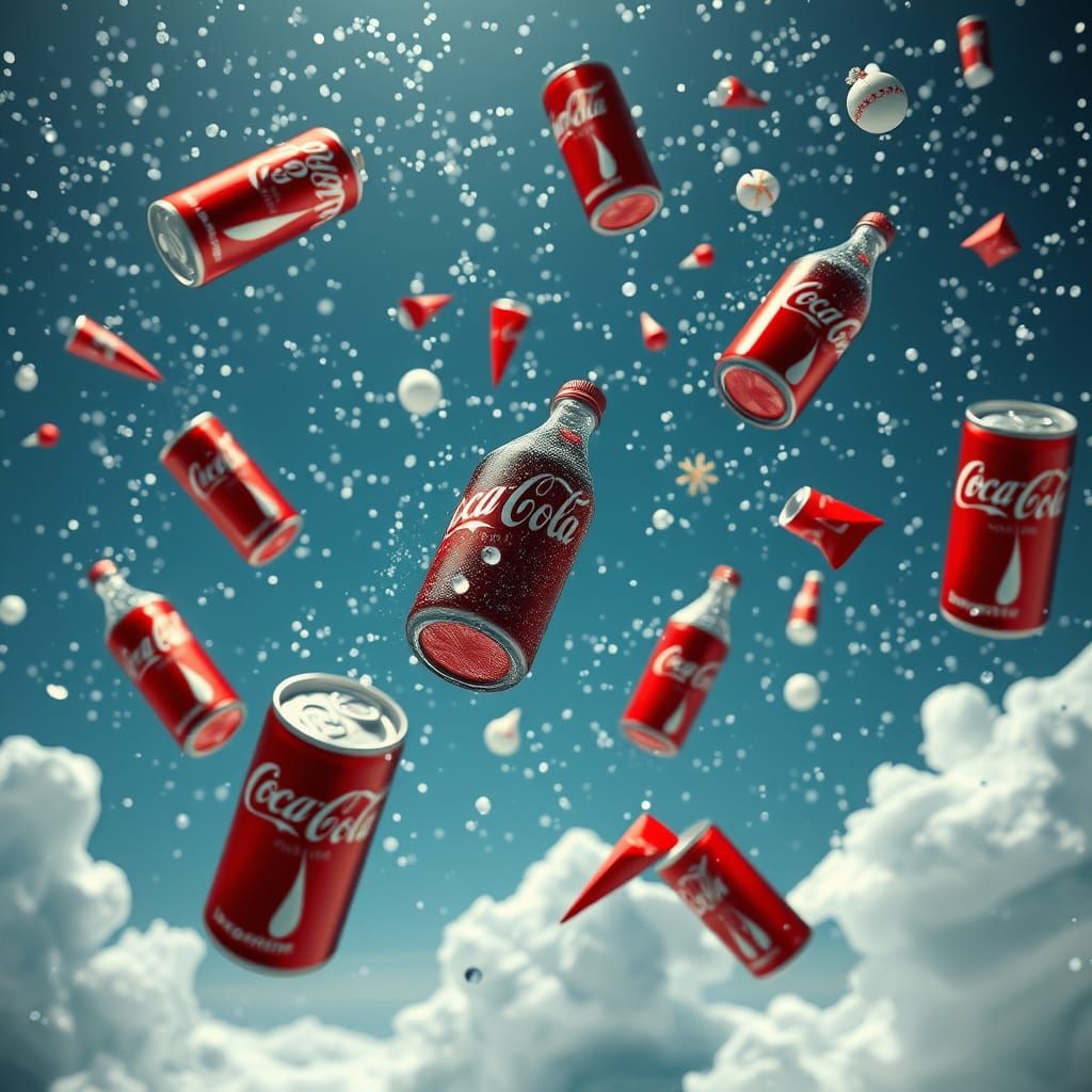 Hyperrealistic Coca-Cola Bottles in Motion