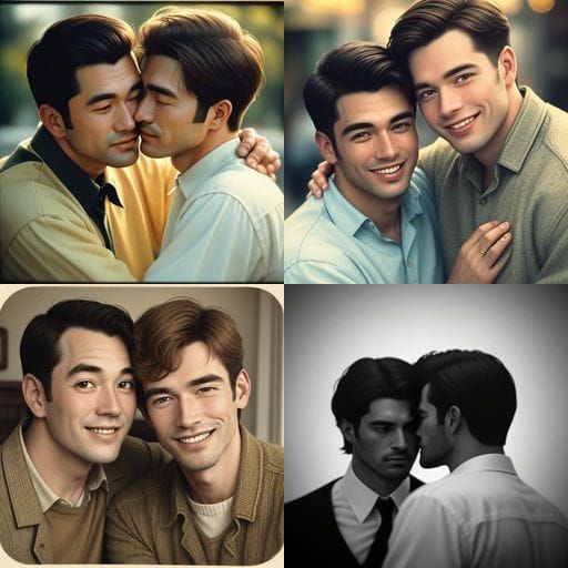 Vintage Gay Couple: Happy Candid Portrait