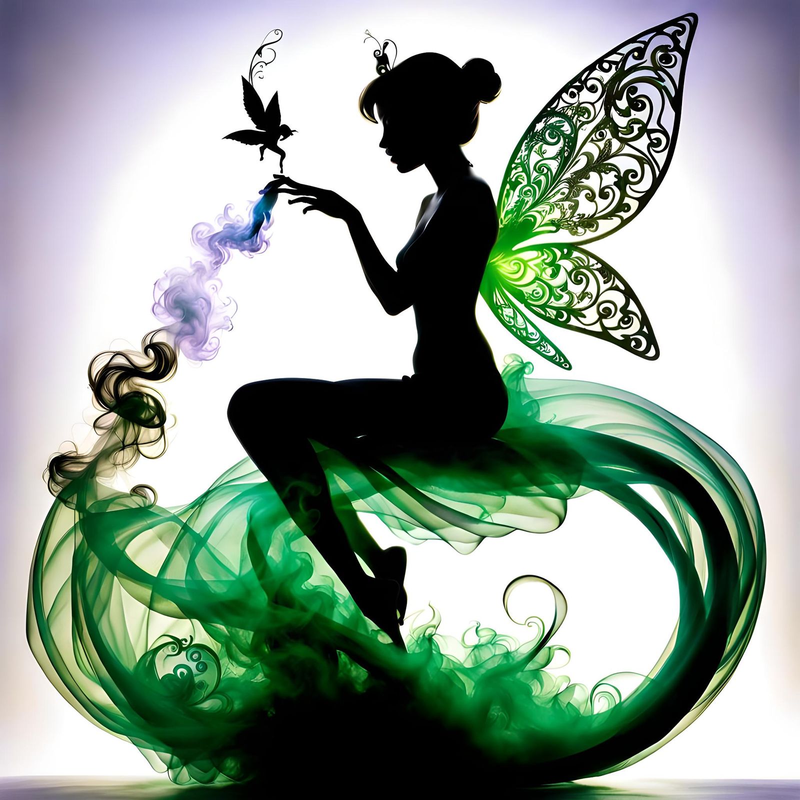 Ephemeral Tinkerbell Made of Green Smoke