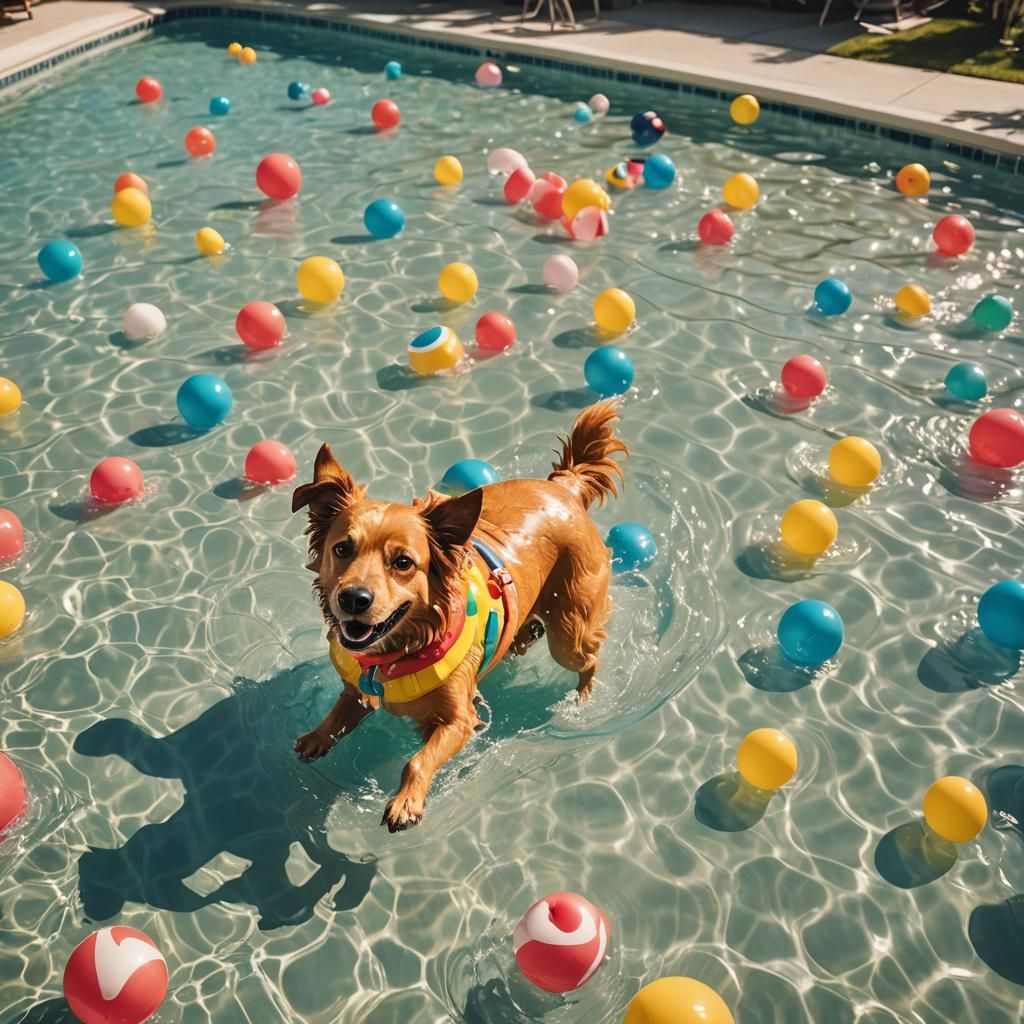 Dog Enjoying Summer in Retro Concept Art
