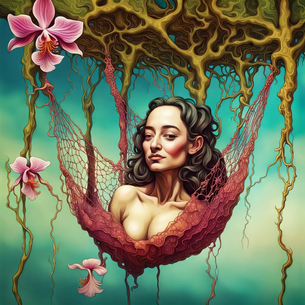 Baby Nymph Orchid Treehouse in Surrealist Style