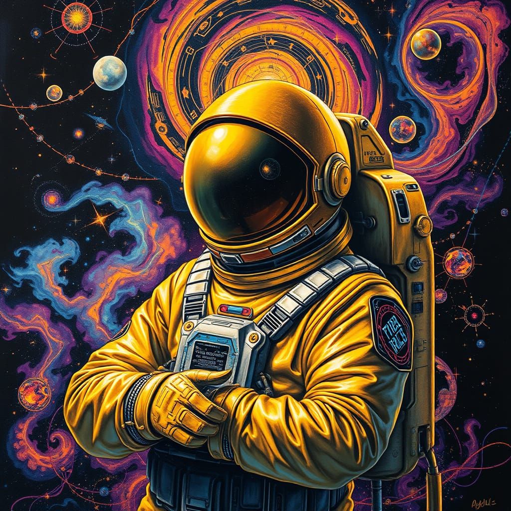 Astronaut in Cyberpunk Synthwave Style