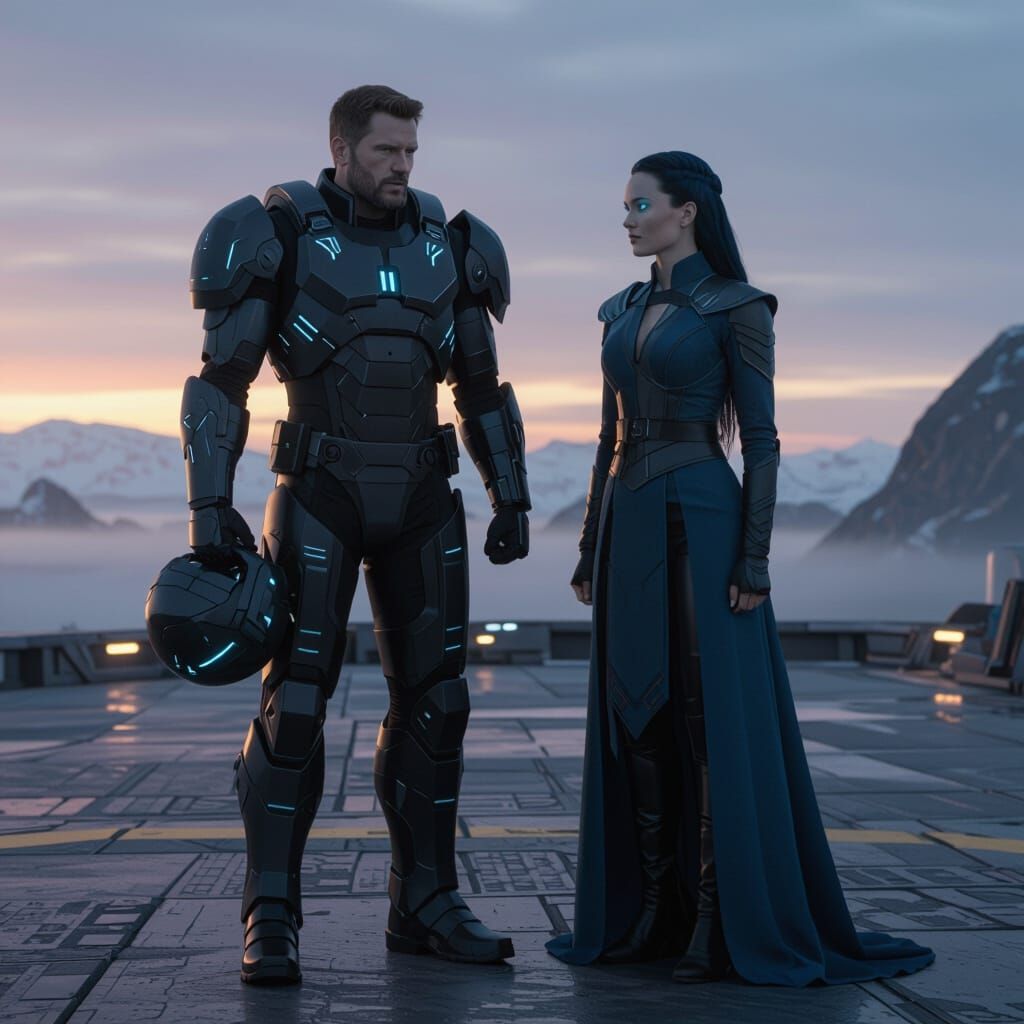 Sci-Fi Soldiers on Helheim Outpost Landing Platform