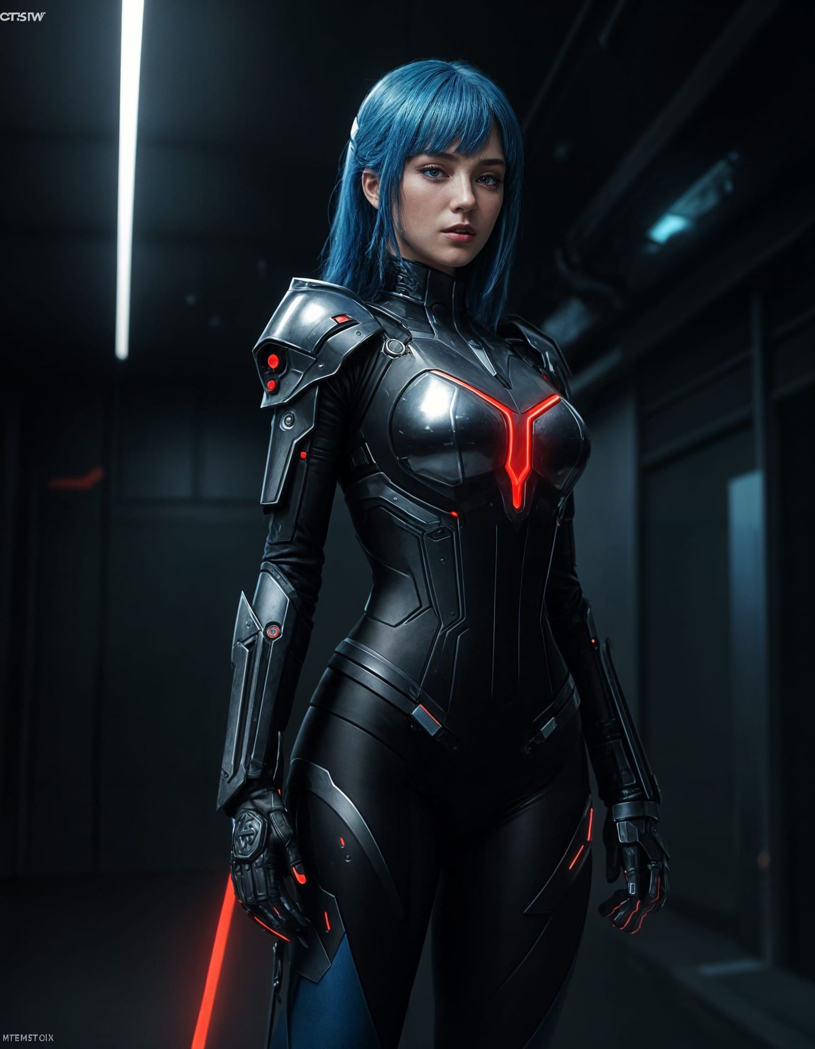Girl in Futuristic Cyberpunk Armour